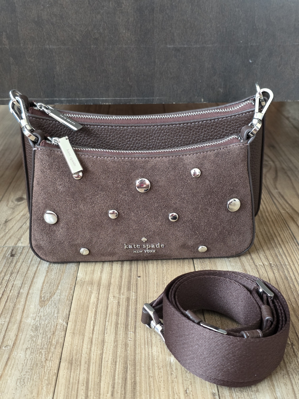 Kate Spade NWOT Duet Suede Studs Small Crossbody